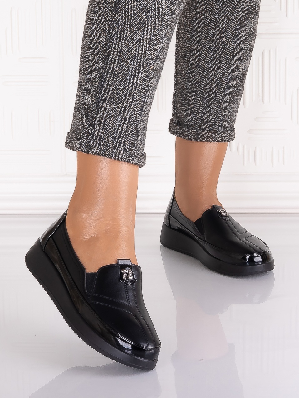 Pantofi casual Negrii dama din Piele Ecologica Assia - poza 5