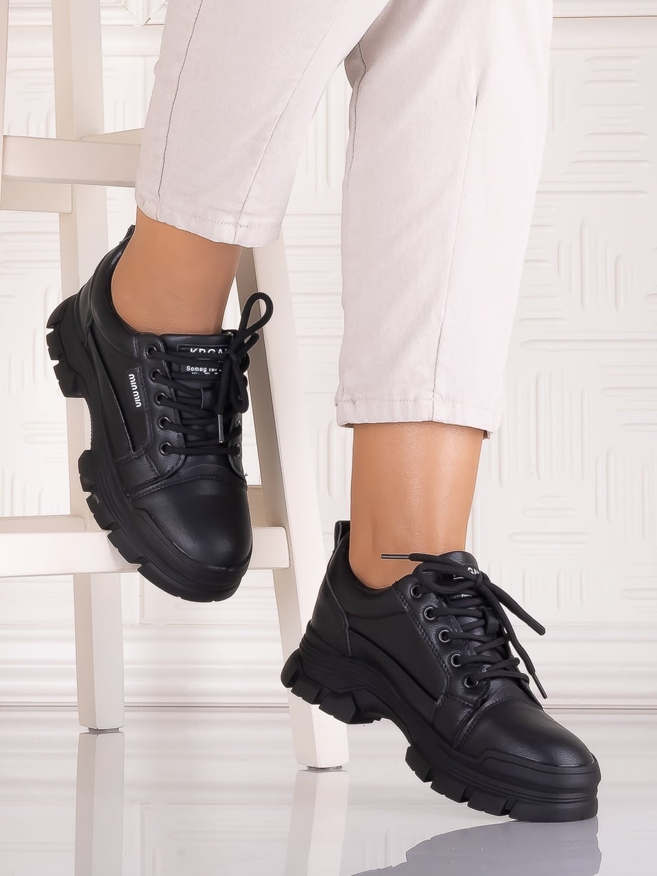 Pantofi casual Negrii dama din Piele Ecologica Astoia - poza 1