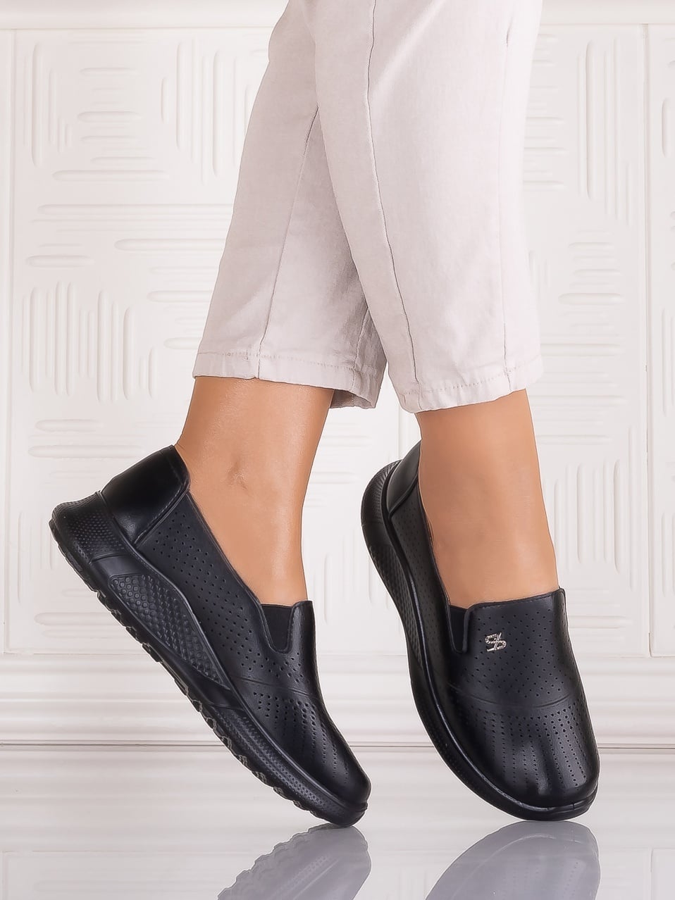 Pantofi casual Negrii dama din Piele Ecologica Aurasta