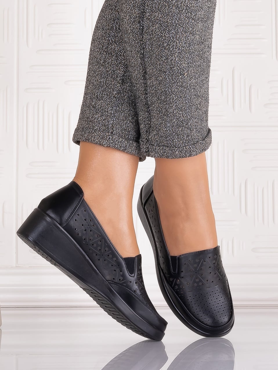 Pantofi casual Negrii dama din Piele Ecologica Aveline - poza 4