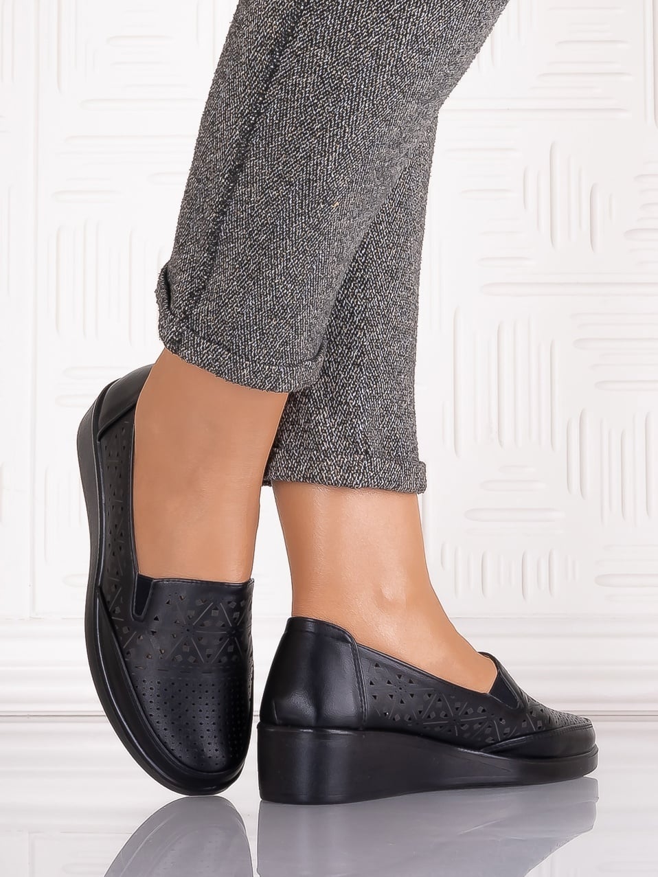 Pantofi casual Negrii dama din Piele Ecologica Aveline - poza 5