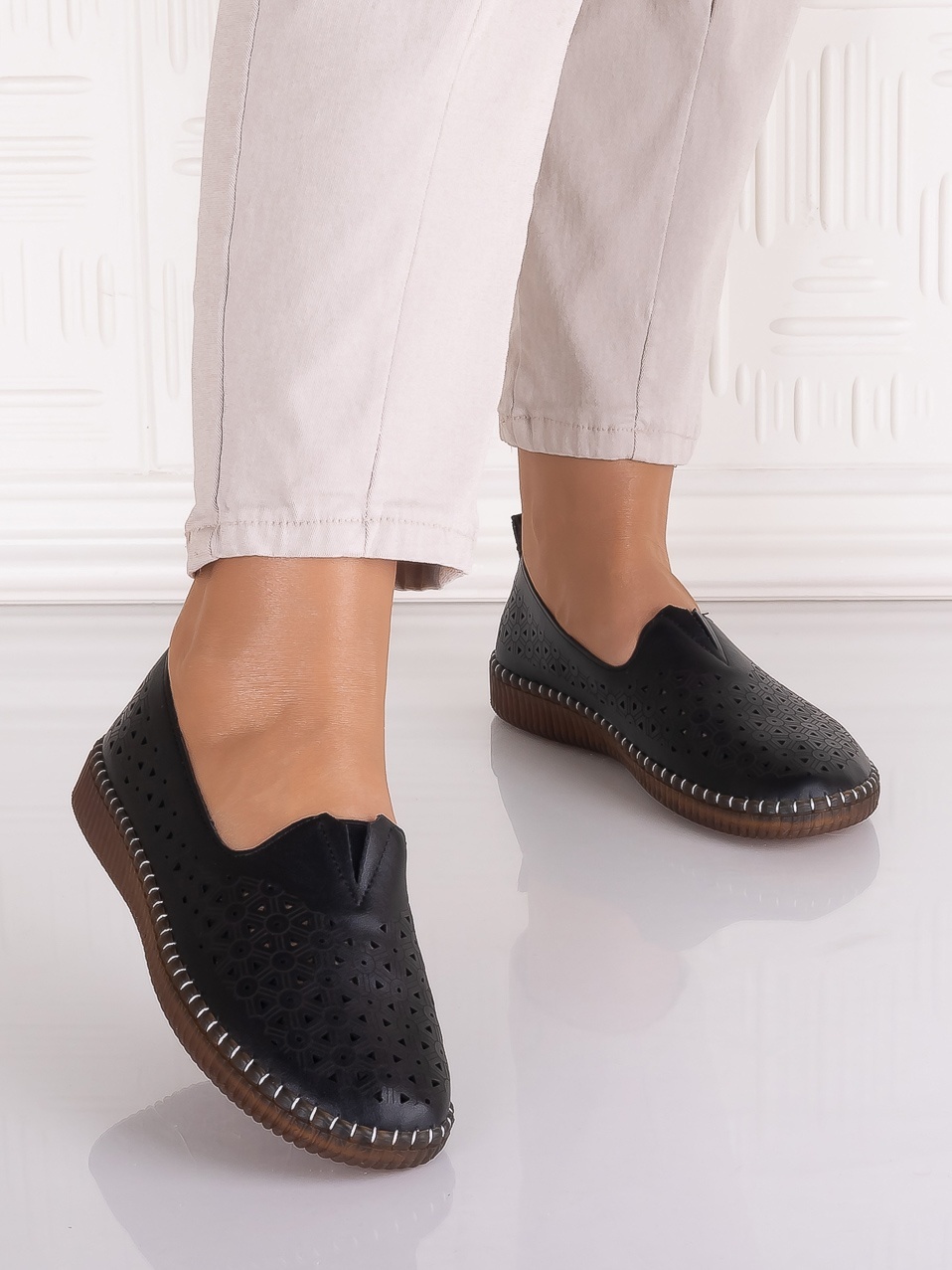 Pantofi casual Negrii dama din Piele Ecologica Belvina - poza 3