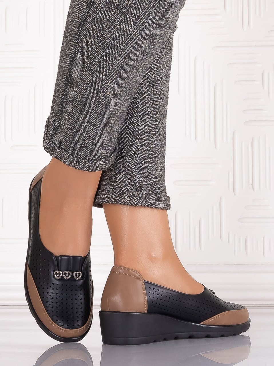 Pantofi casual Negrii dama din Piele Ecologica Irsaia - poza 1