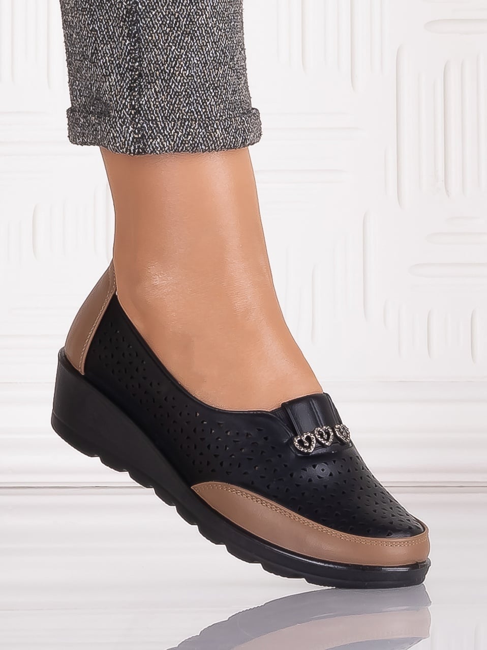 Pantofi casual Negrii dama din Piele Ecologica Irsaia - poza 2