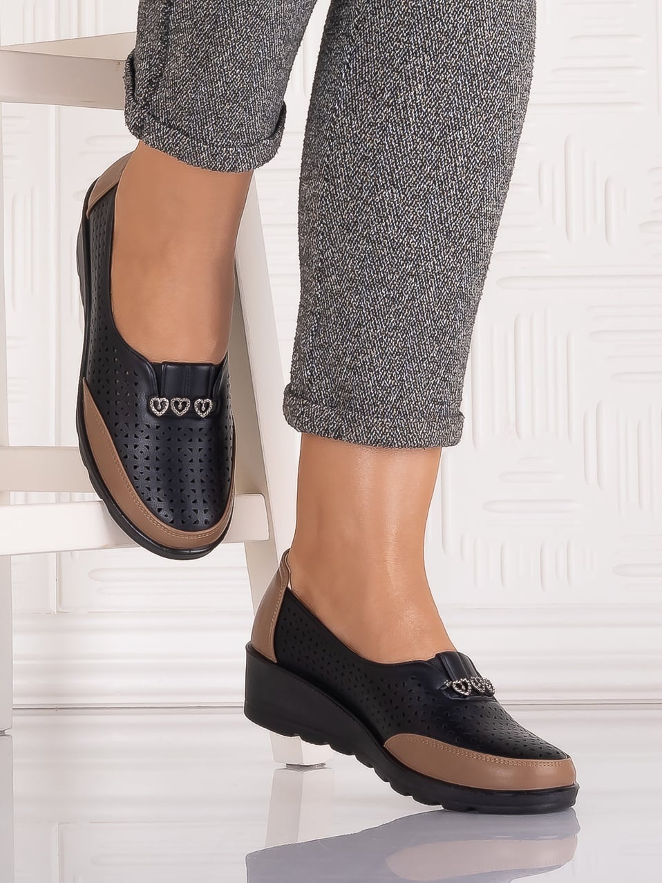 Pantofi casual Negrii dama din Piele Ecologica Irsaia - poza 3