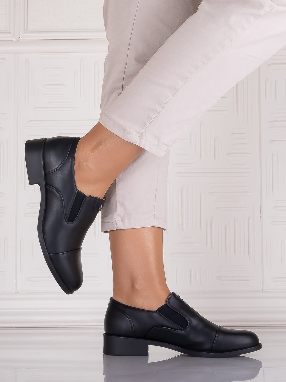 Pantofi casual Negrii dama din Piele Ecologica Olsada - poza 1