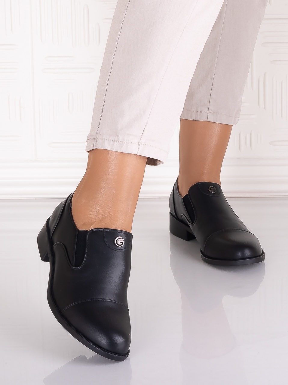 Pantofi casual Negrii dama din Piele Ecologica Olsada - poza 5
