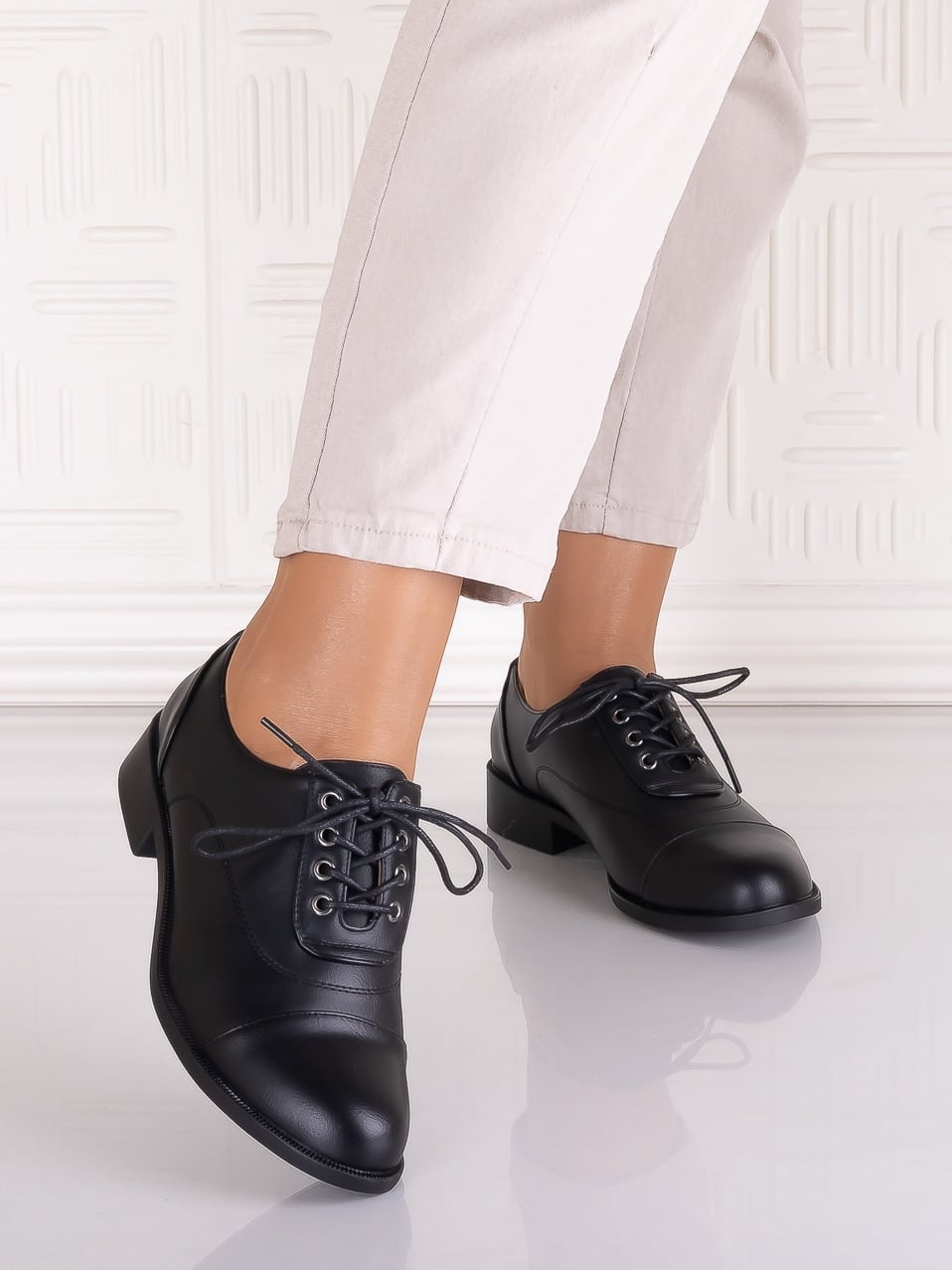Pantofi casual Negrii dama din Piele Ecologica Ortansa - poza 1