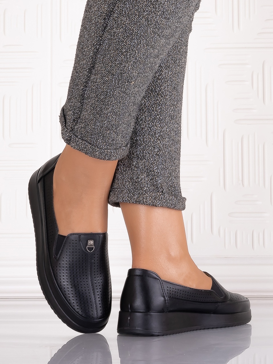 Pantofi casual Negrii dama din Piele Ecologica Romason - poza 4