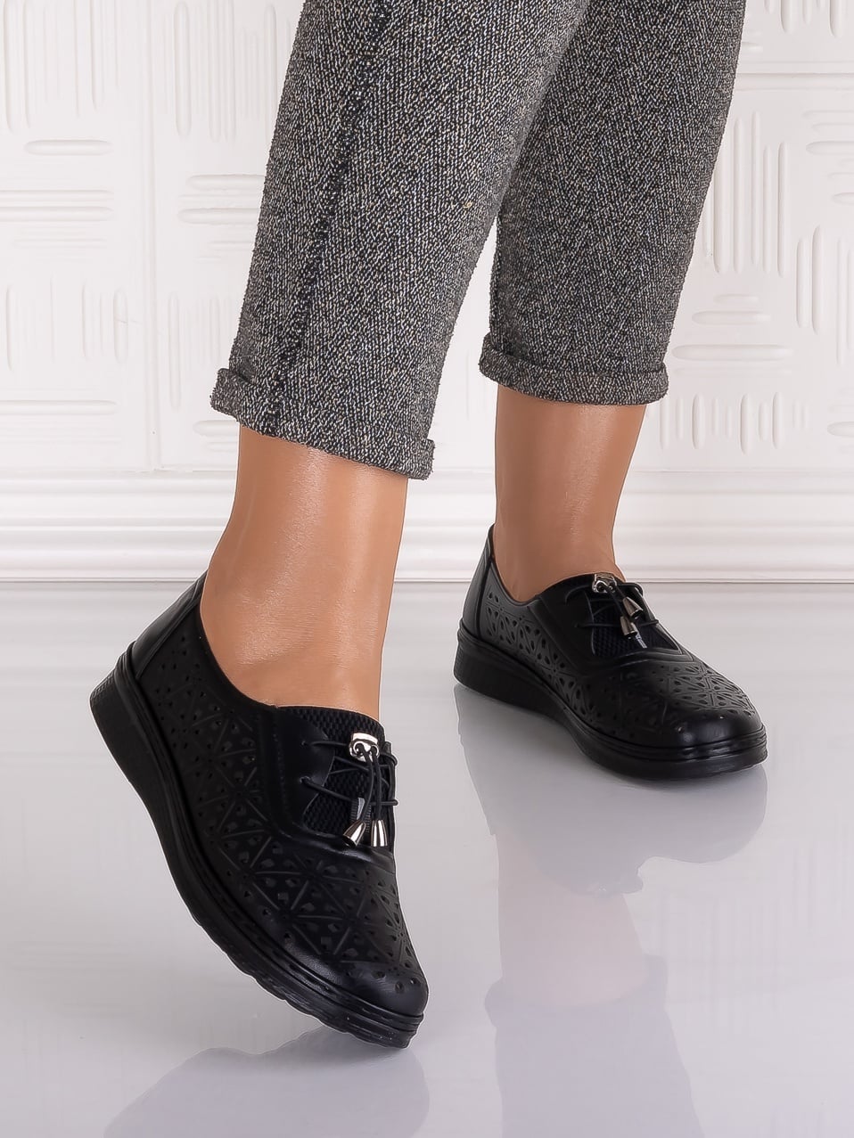 Pantofi casual Negrii dama din Piele Ecologica Sorata - poza 1