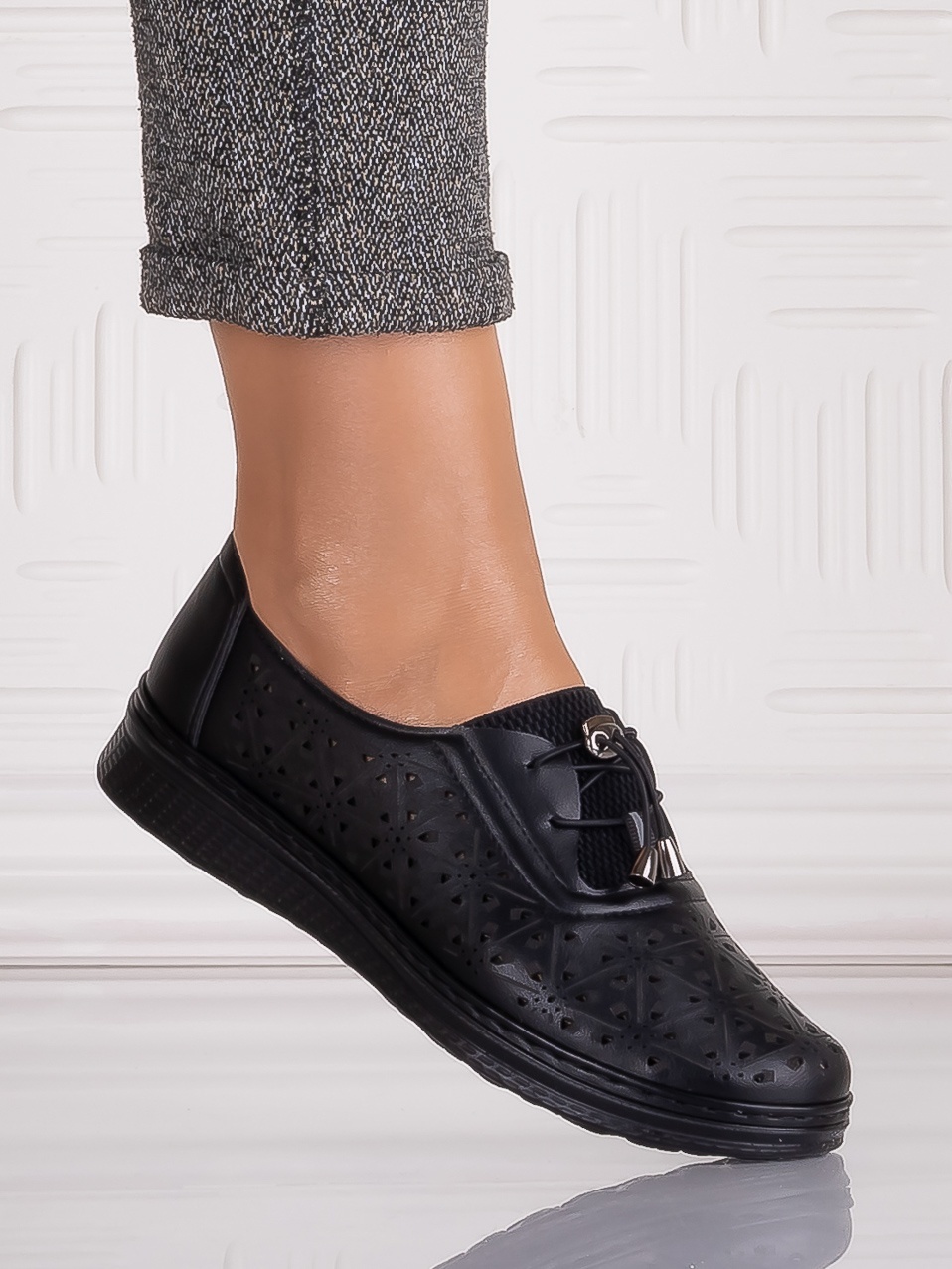 Pantofi casual Negrii dama din Piele Ecologica Sorata - poza 2