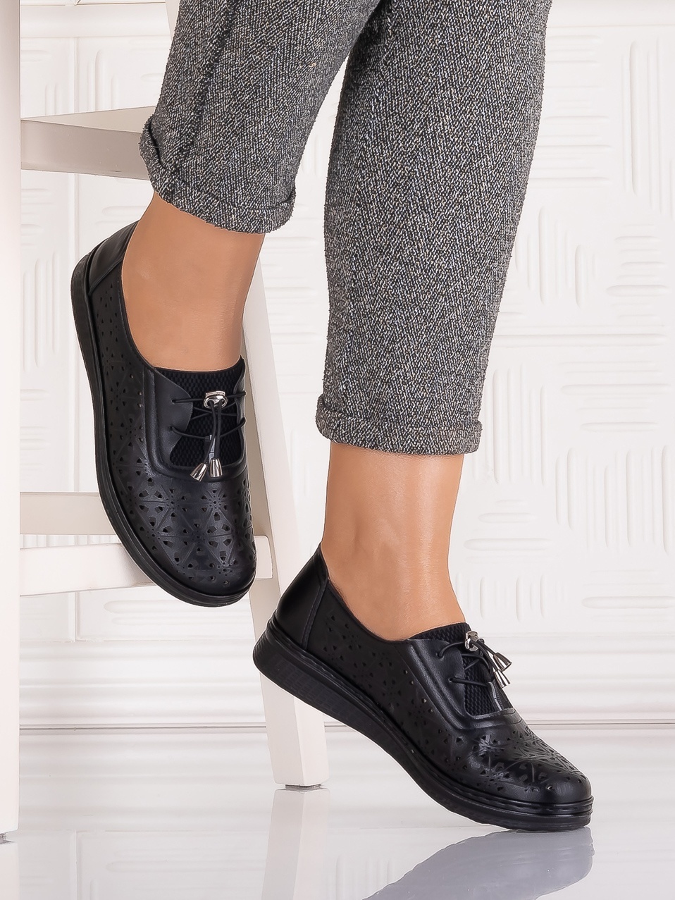 Pantofi casual Negrii dama din Piele Ecologica Sorata - poza 3