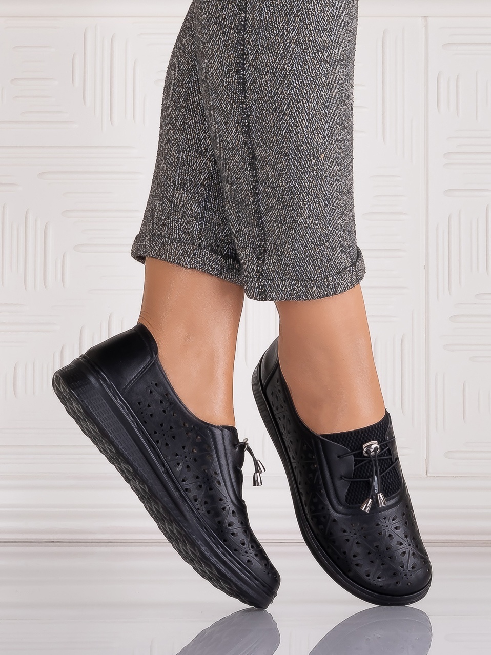 Pantofi casual Negrii dama din Piele Ecologica Sorata - poza 4