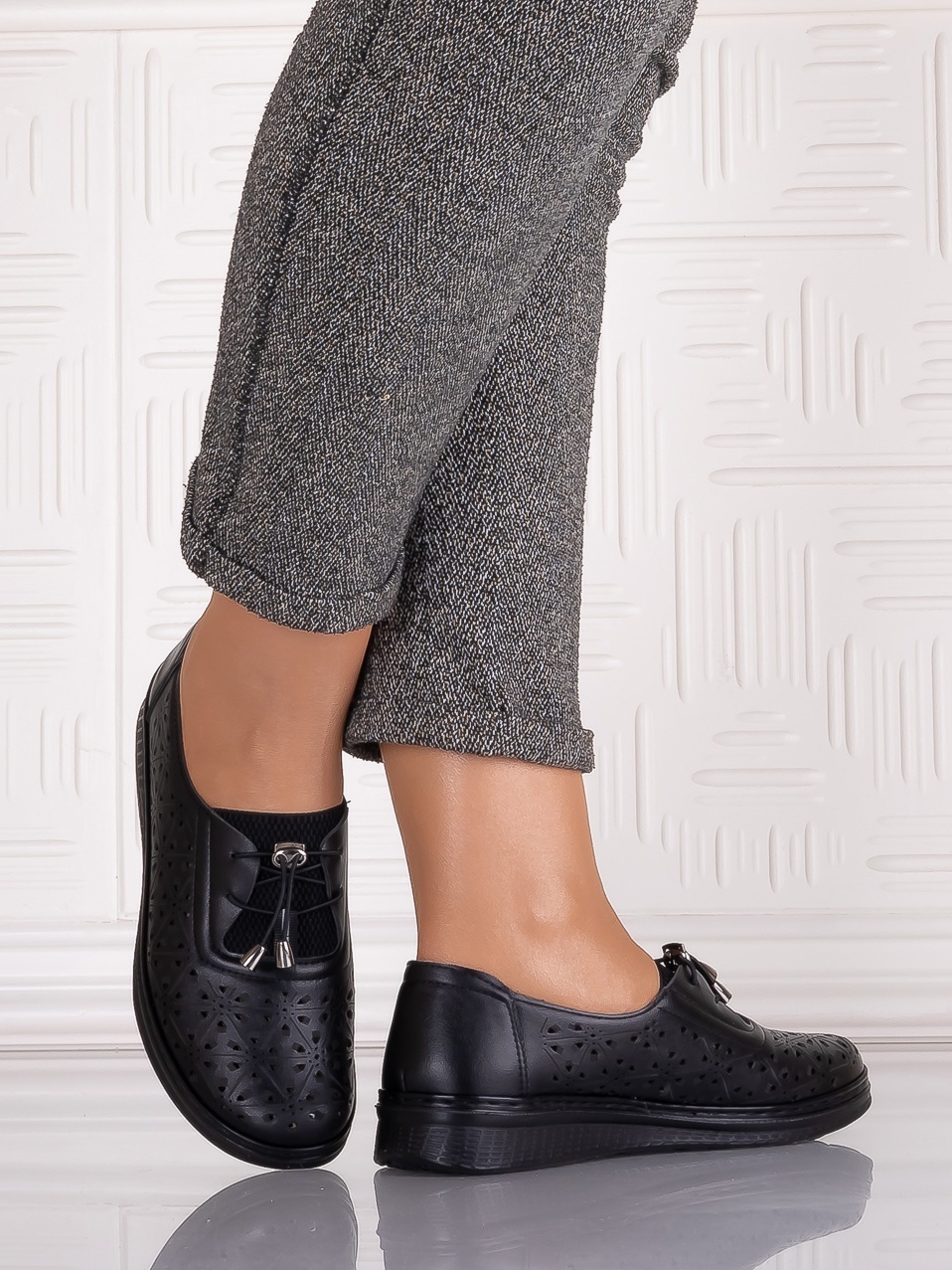 Pantofi casual Negrii dama din Piele Ecologica Sorata - poza 5