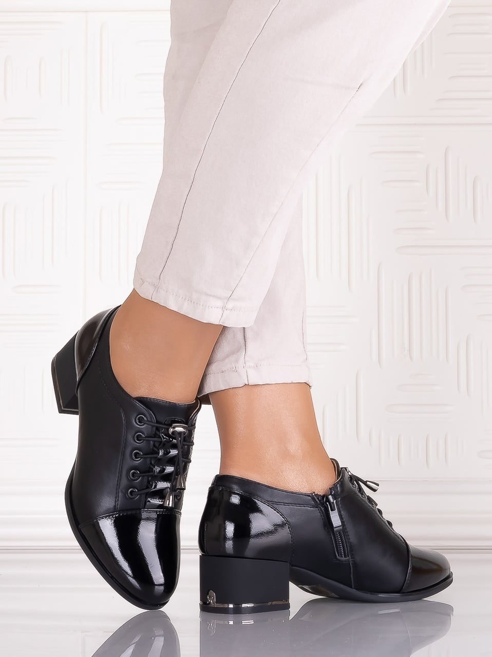 Pantofi casual Negrii dama din Piele Ecologica Sorinna - poza 1