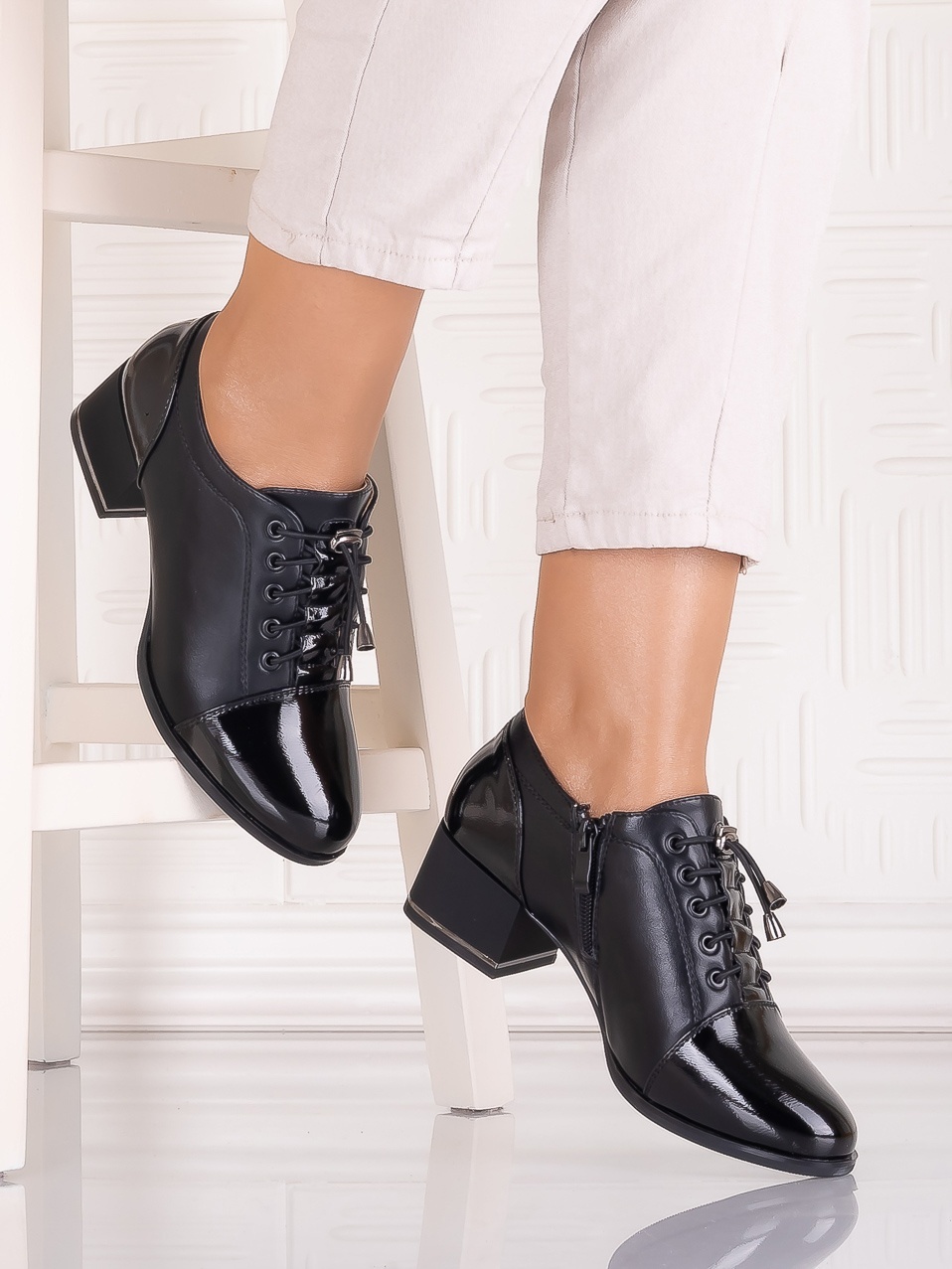 Pantofi casual Negrii dama din Piele Ecologica Sorinna - poza 4