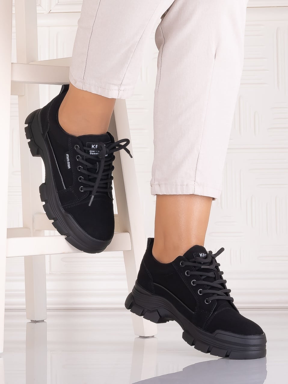 Pantofi casual Negrii Velvet dama din Piele Ecologica Astoia - poza 1