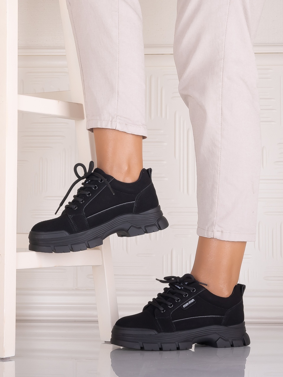 Pantofi casual Negrii Velvet dama din Piele Ecologica Astoia - poza 2
