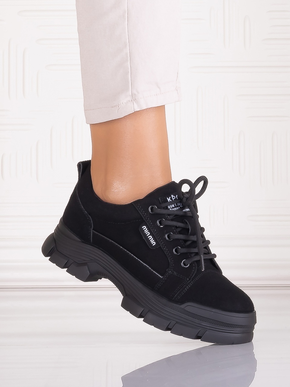 Pantofi casual Negrii Velvet dama din Piele Ecologica Astoia - poza 3