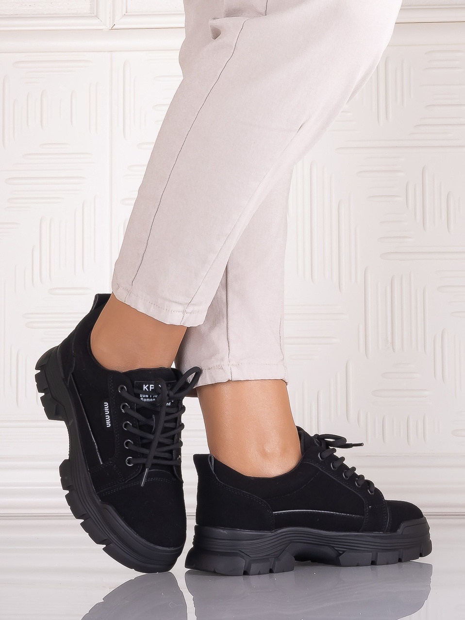 Pantofi casual Negrii Velvet dama din Piele Ecologica Astoia - poza 4