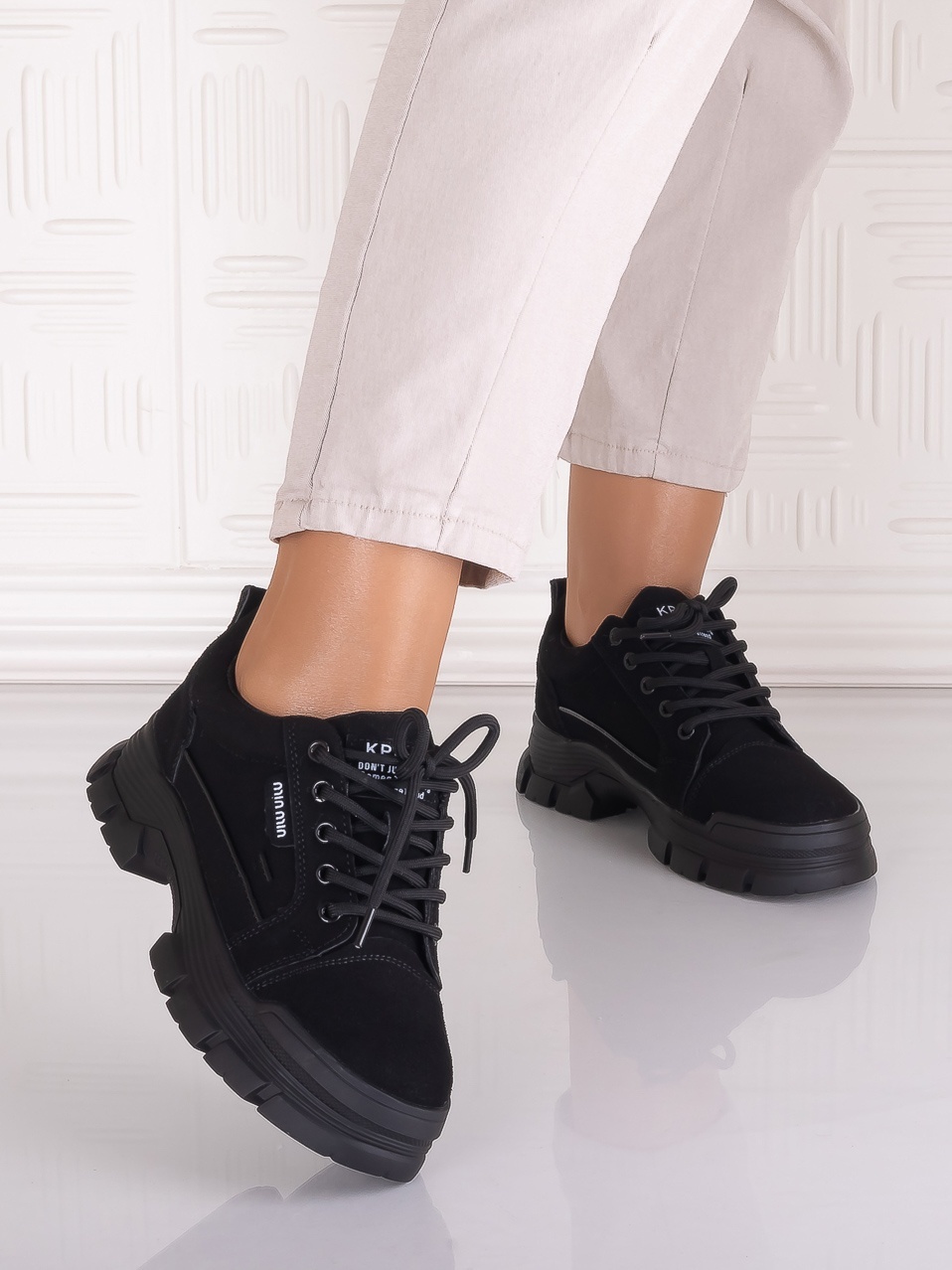 Pantofi casual Negrii Velvet dama din Piele Ecologica Astoia - poza 5