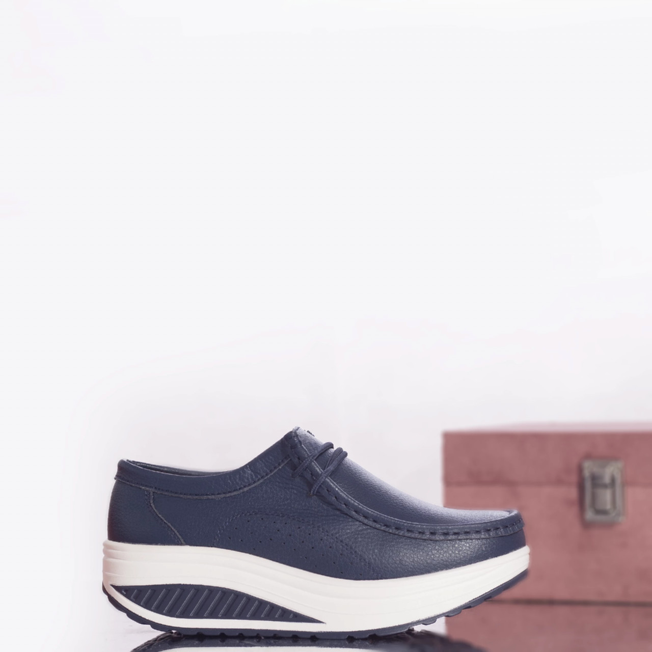 Pantofi casual Oscara din piele naturala Albastri - poza 4