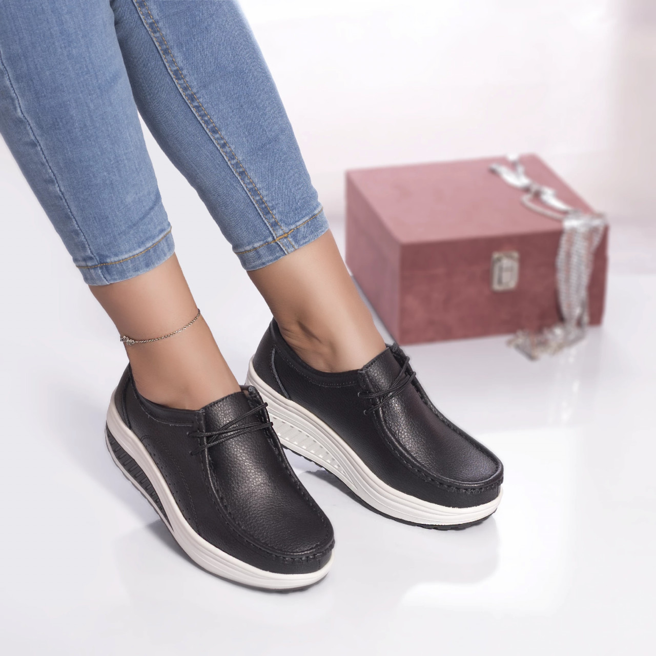 Pantofi casual oscara piele naturala negru - poza 2