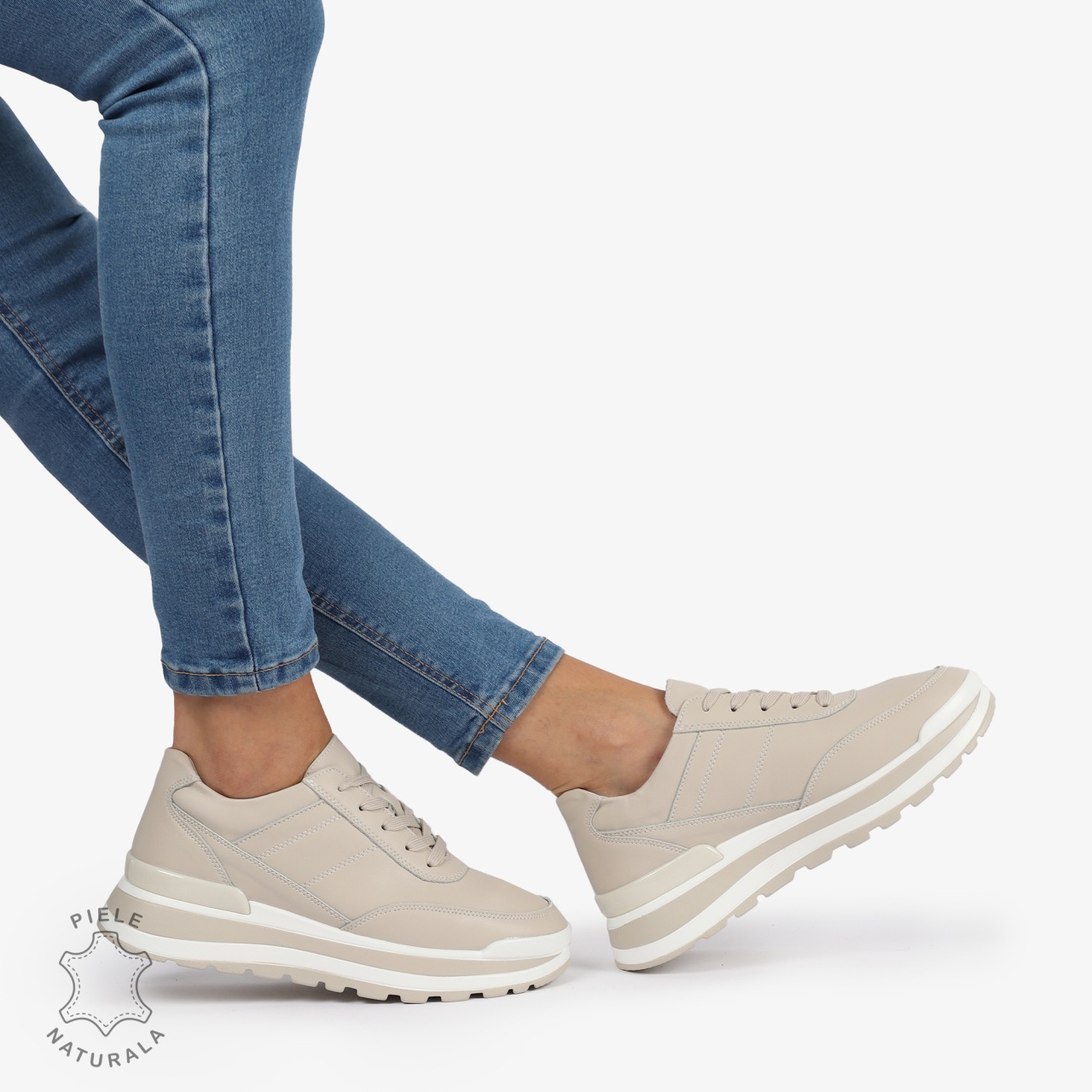 Pantofi Casual Piele Naturala CRL1221 BEJ