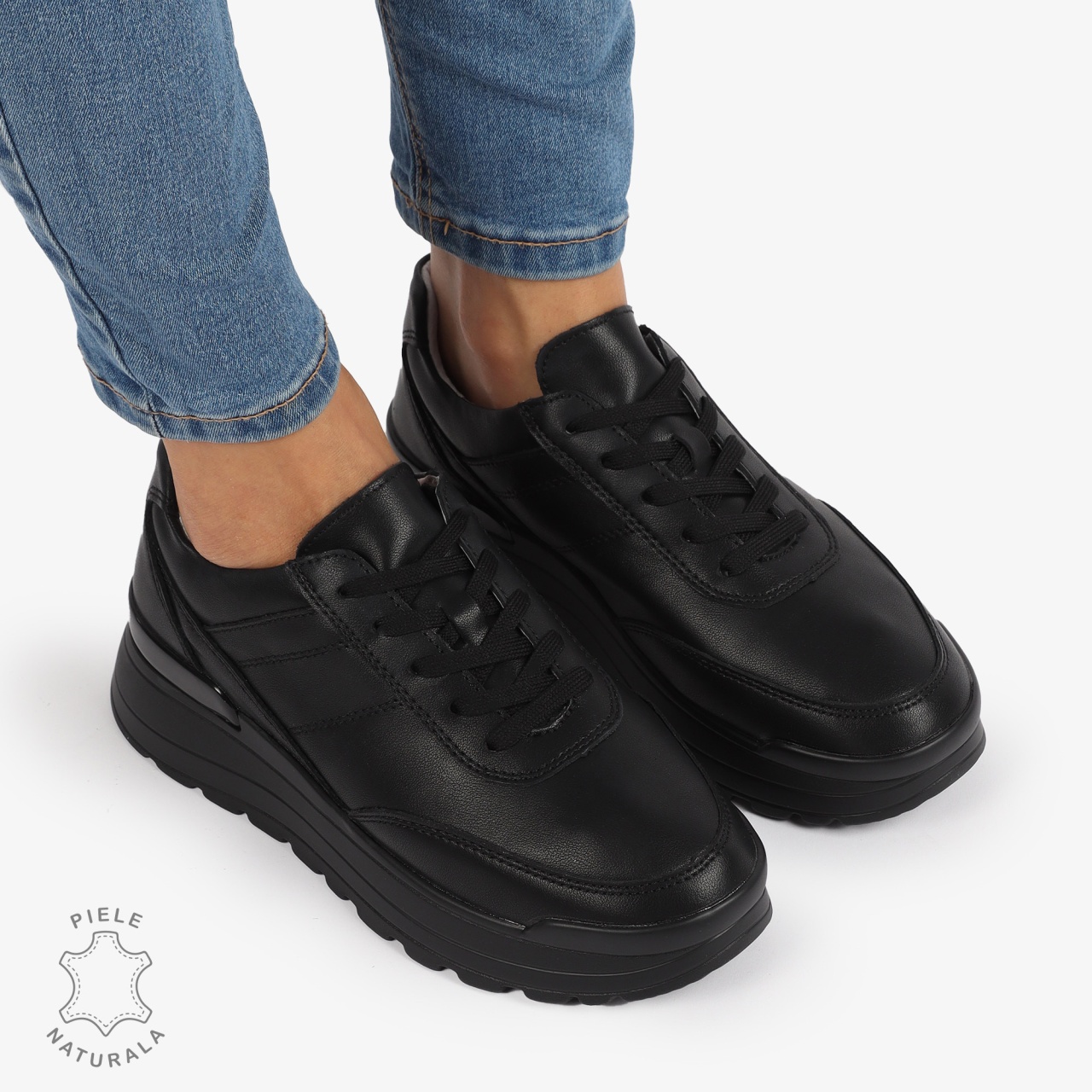 Pantofi Casual Piele Naturala CRL1221 NEGRU
