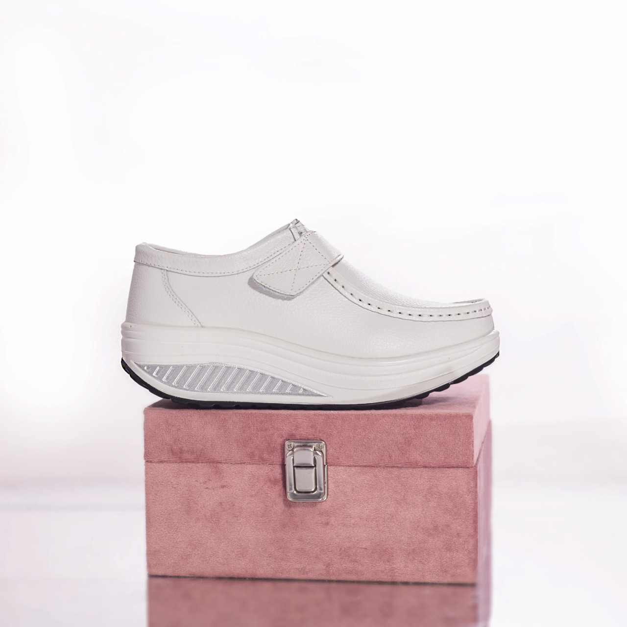 Pantofi casual rachel piele naturala alb - poza 3