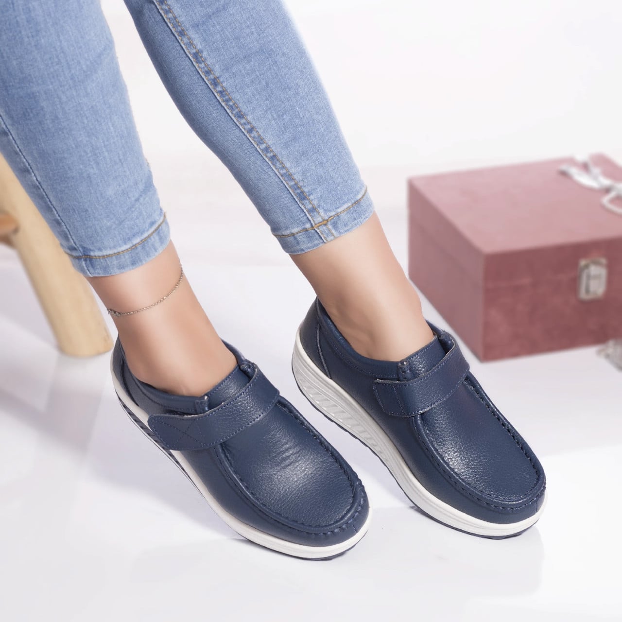 Pantofi casual rachel piele naturala albastru - poza 1