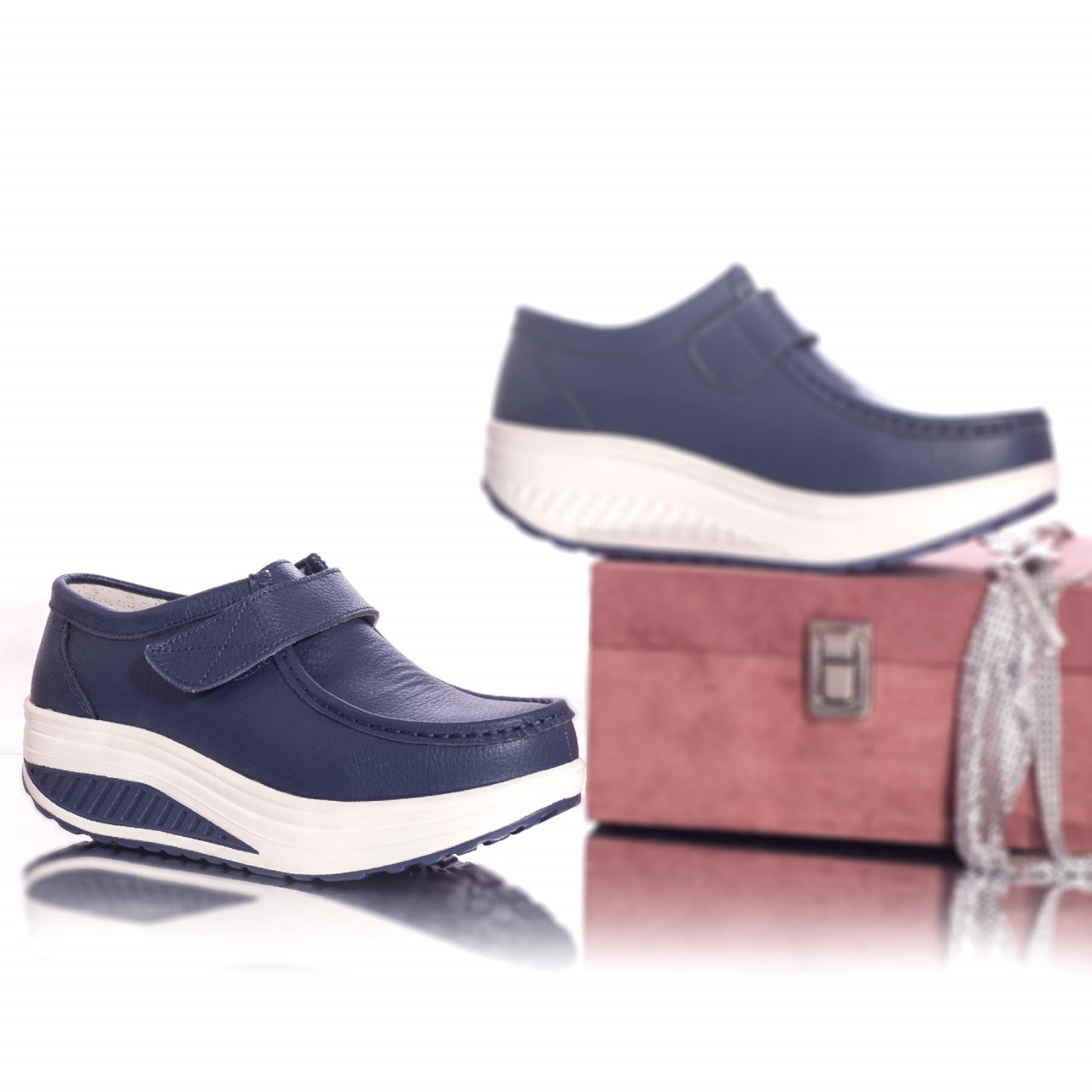 Pantofi casual rachel piele naturala albastru - poza 3