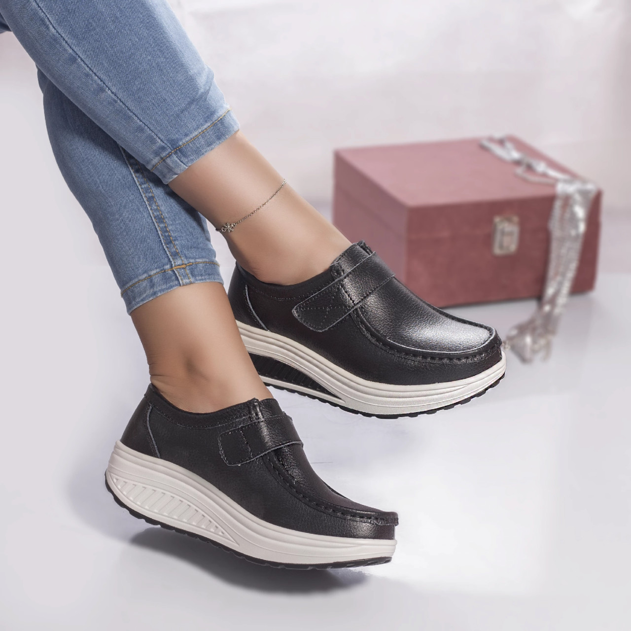 Pantofi casual rachel piele naturala negru - poza 4