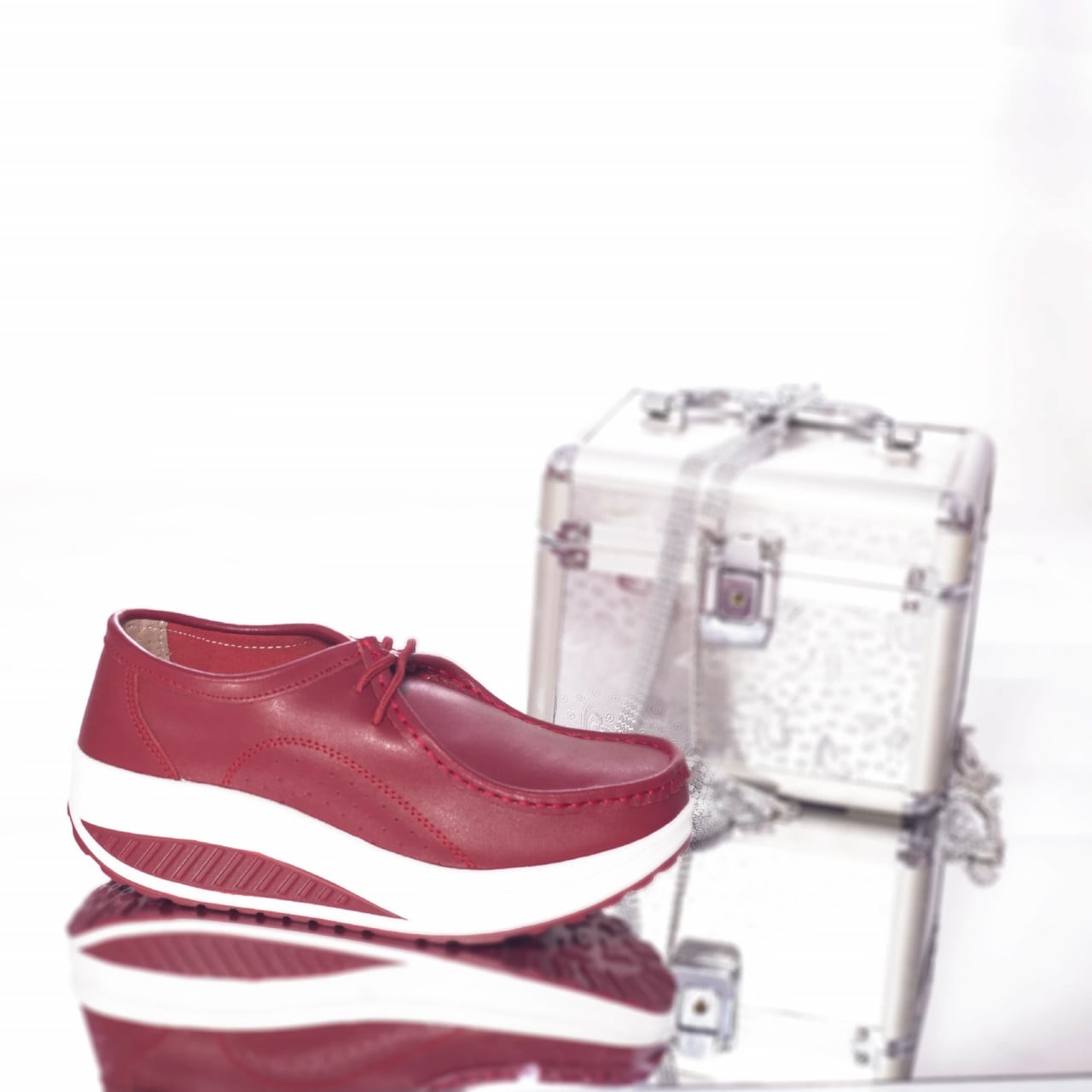 Pantofi casual rosii piele naturala oscara - poza 3