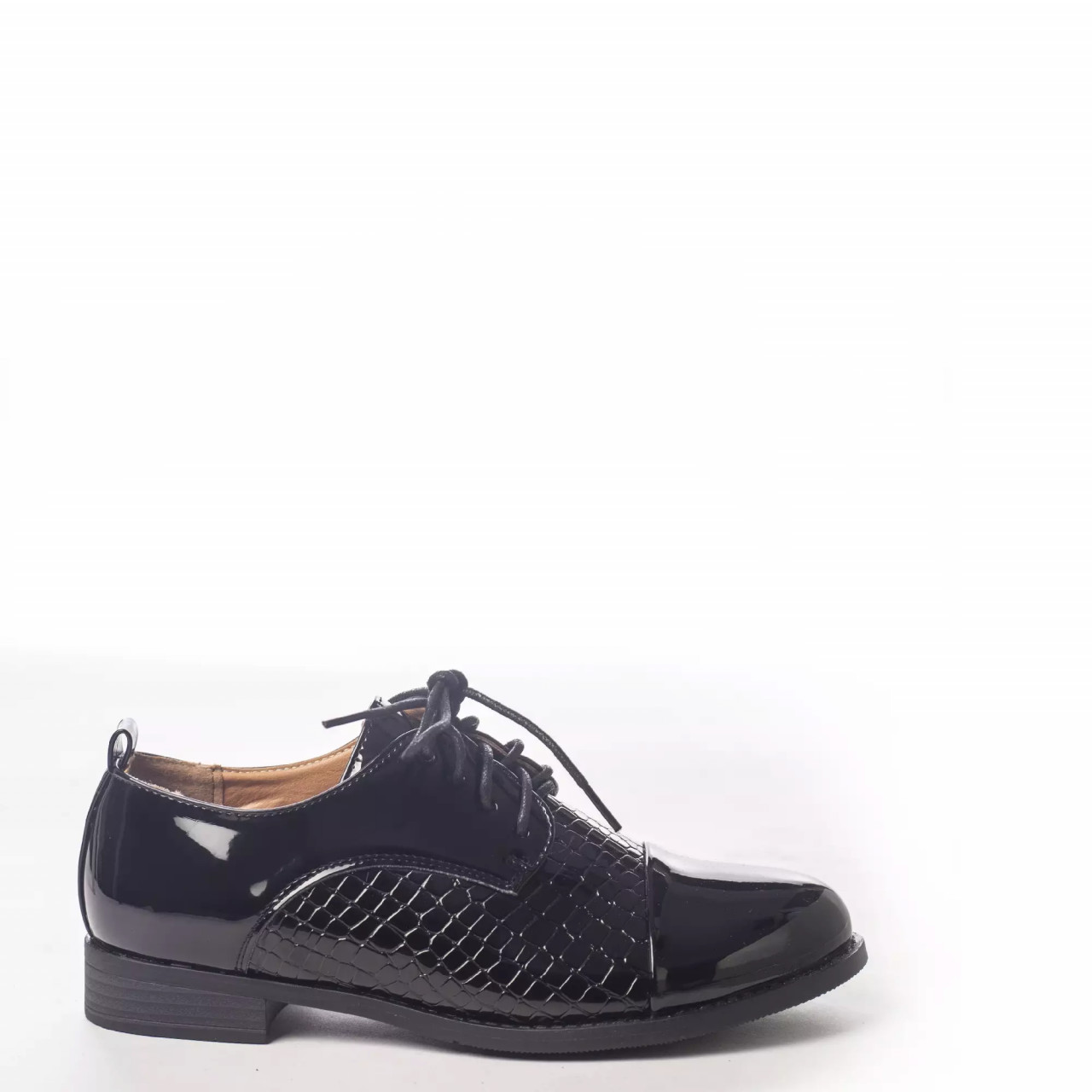 Pantofi casual roxane negru piele ecologica lacuita - poza 3