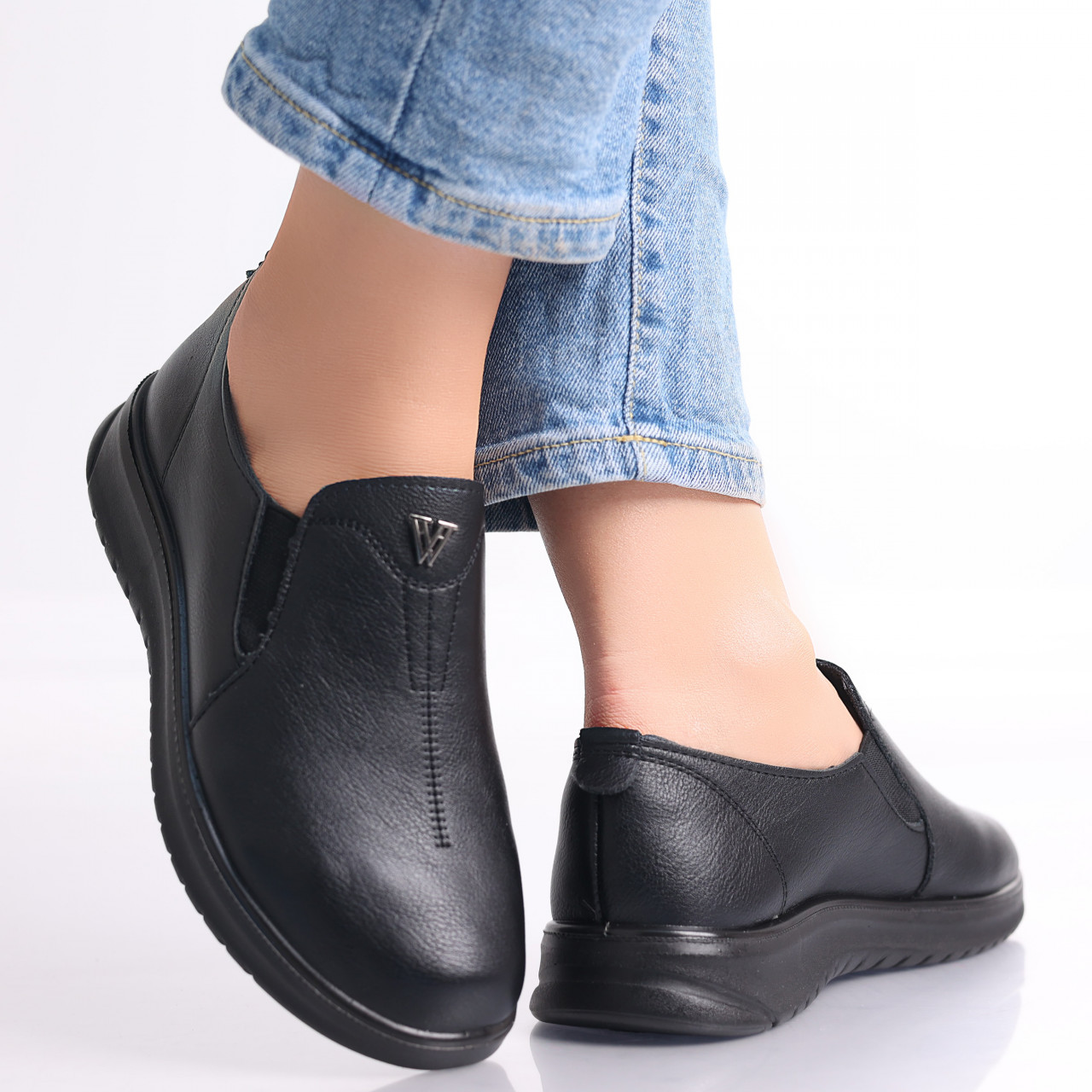 Pantofi casual roy negru piele ecologica - poza 1