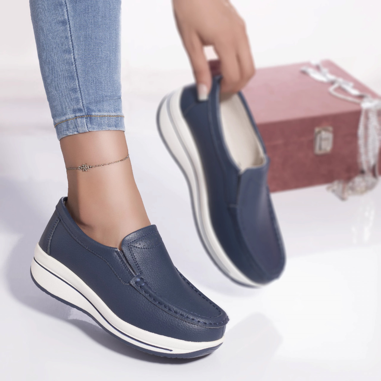 Pantofi casual savannah piele naturala albastru - poza 3