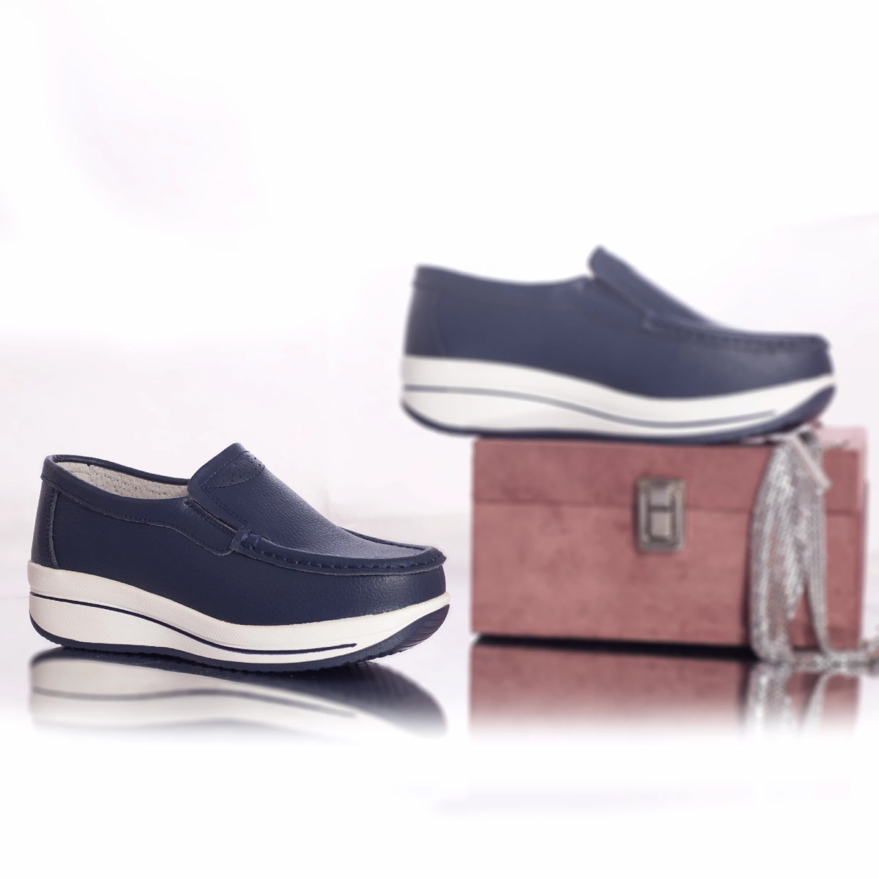 Pantofi casual savannah piele naturala albastru - poza 4