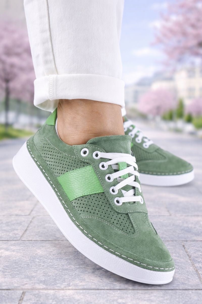 Pantofi Casual-Sport din Piele Verde - SYL GREEN