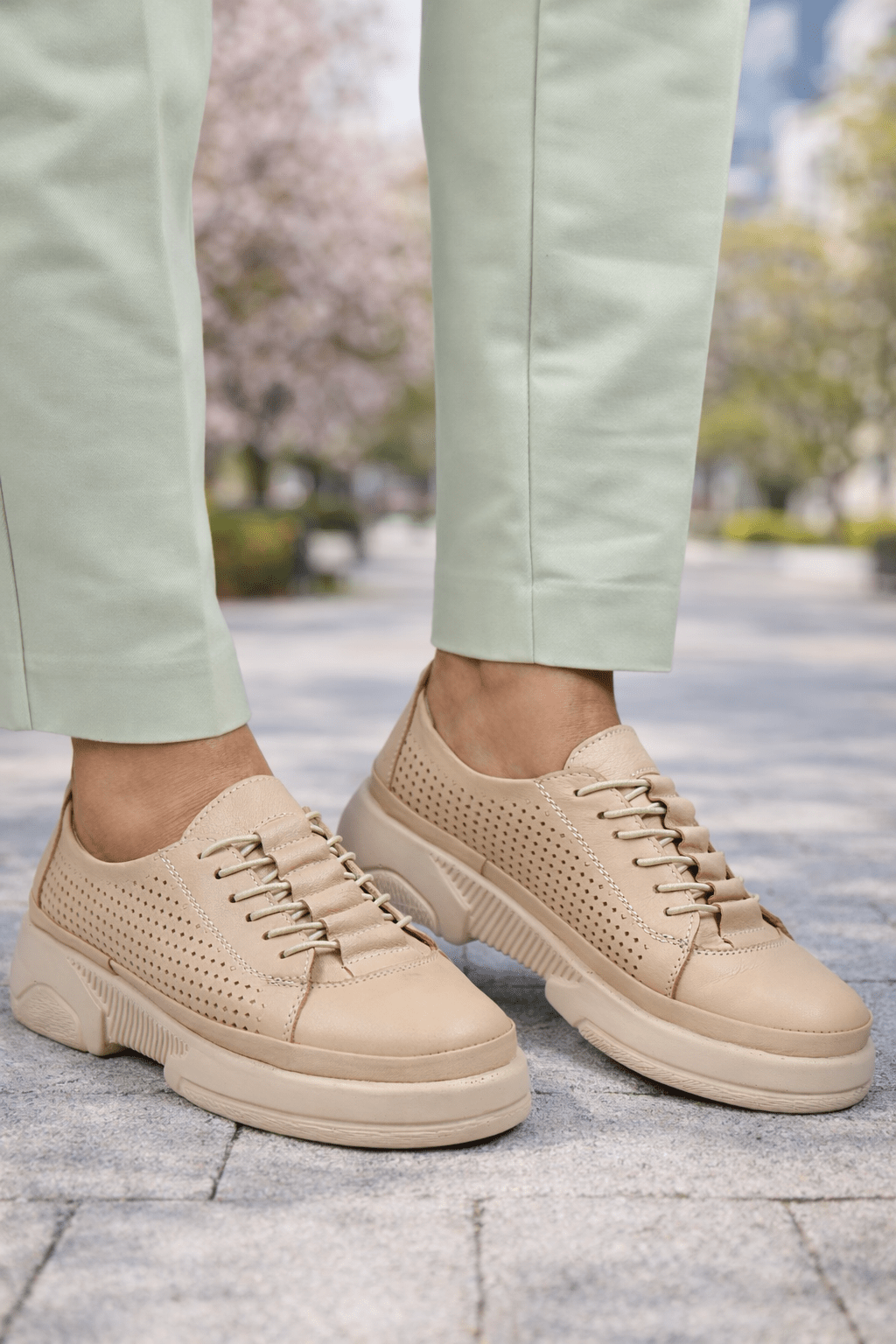 Pantofi Casual-Sport din Piele - VIX BEJ