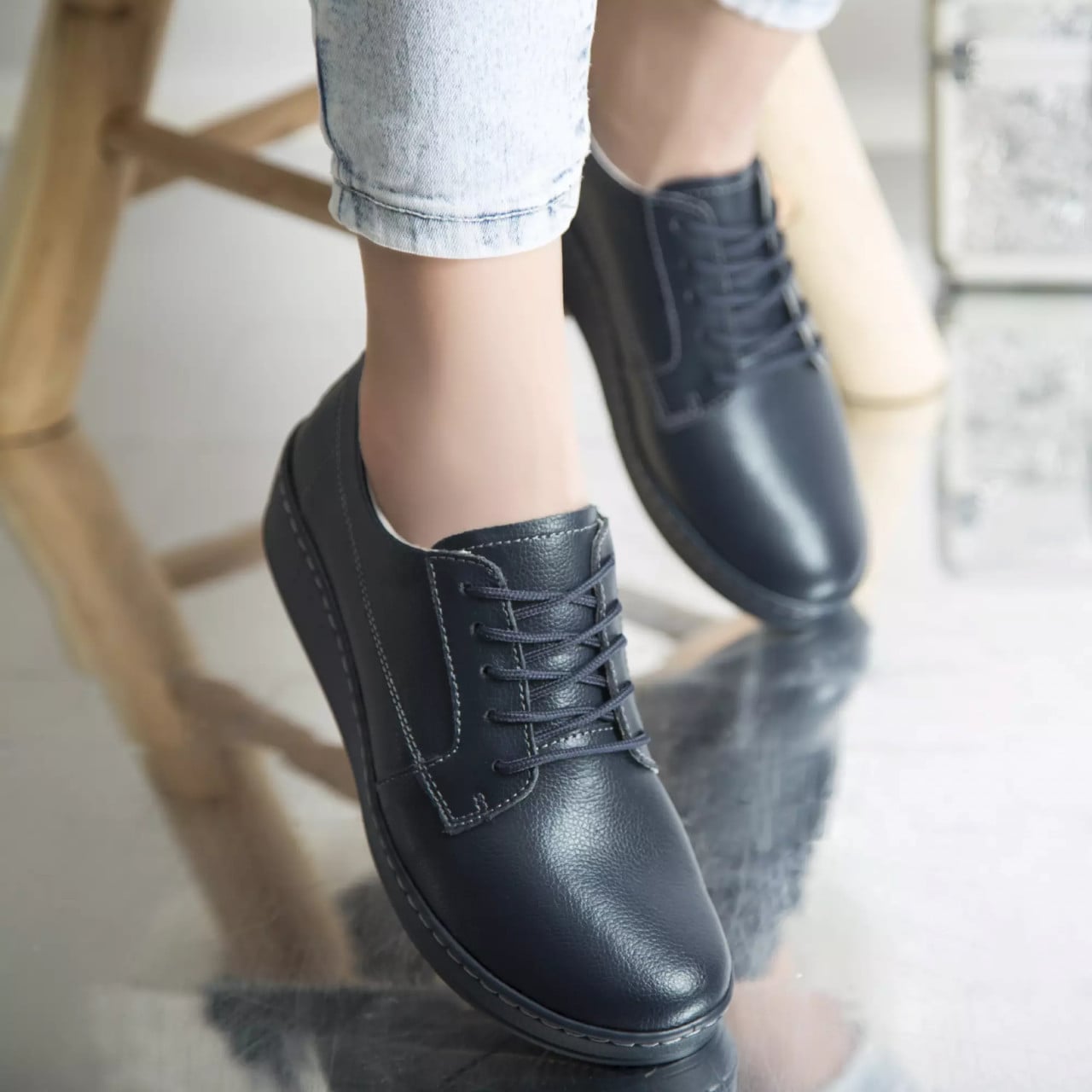 Pantofi casual tery navy piele naturala - poza 1