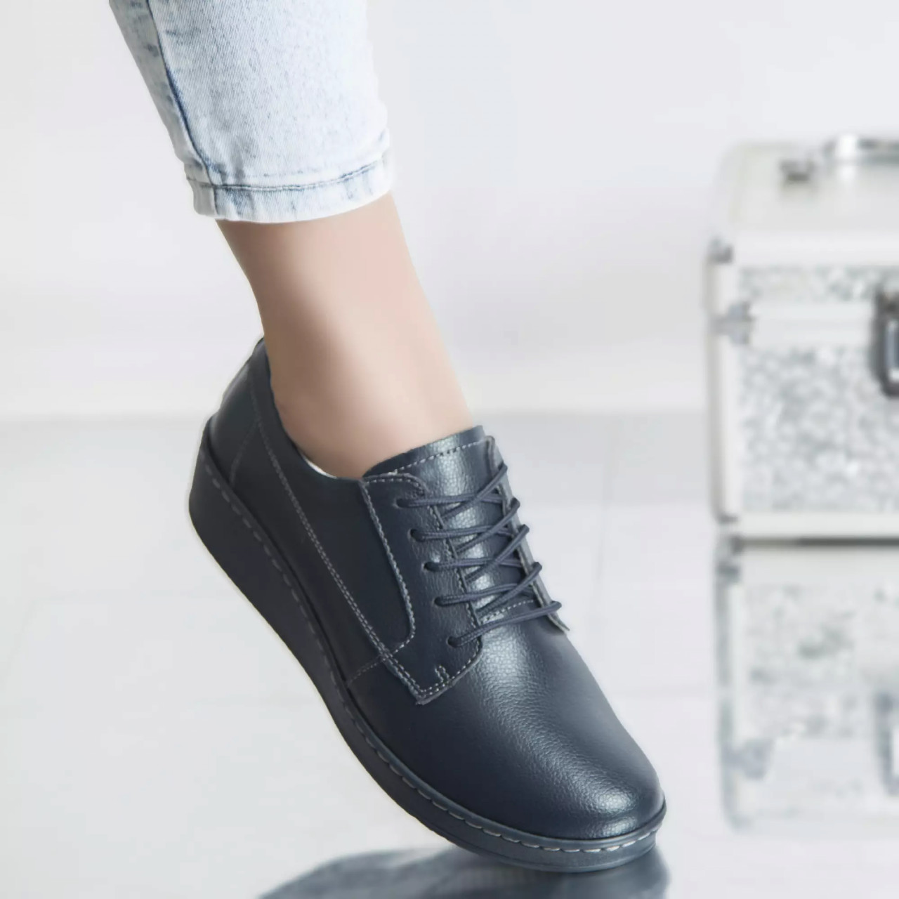 Pantofi casual tery navy piele naturala - poza 4