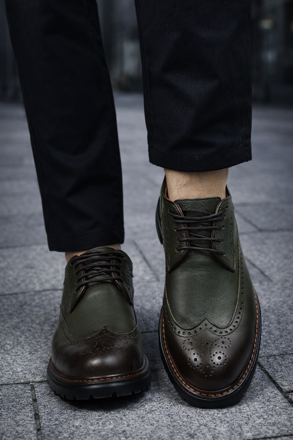 Pantofi Casual tip Oxford din Piele Verde - OWEN GREEN