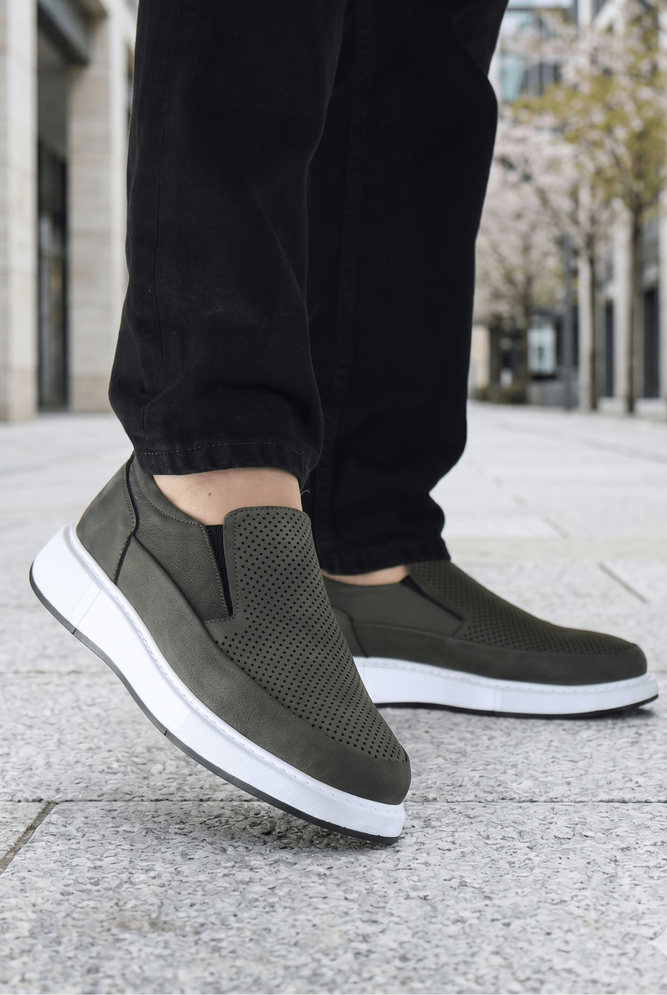 Pantofi Casual tip Slip-On din Piele GRI - FYZ GREY