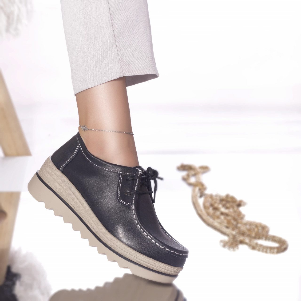 Pantofi casual xiulan piele naturala negri - poza 2