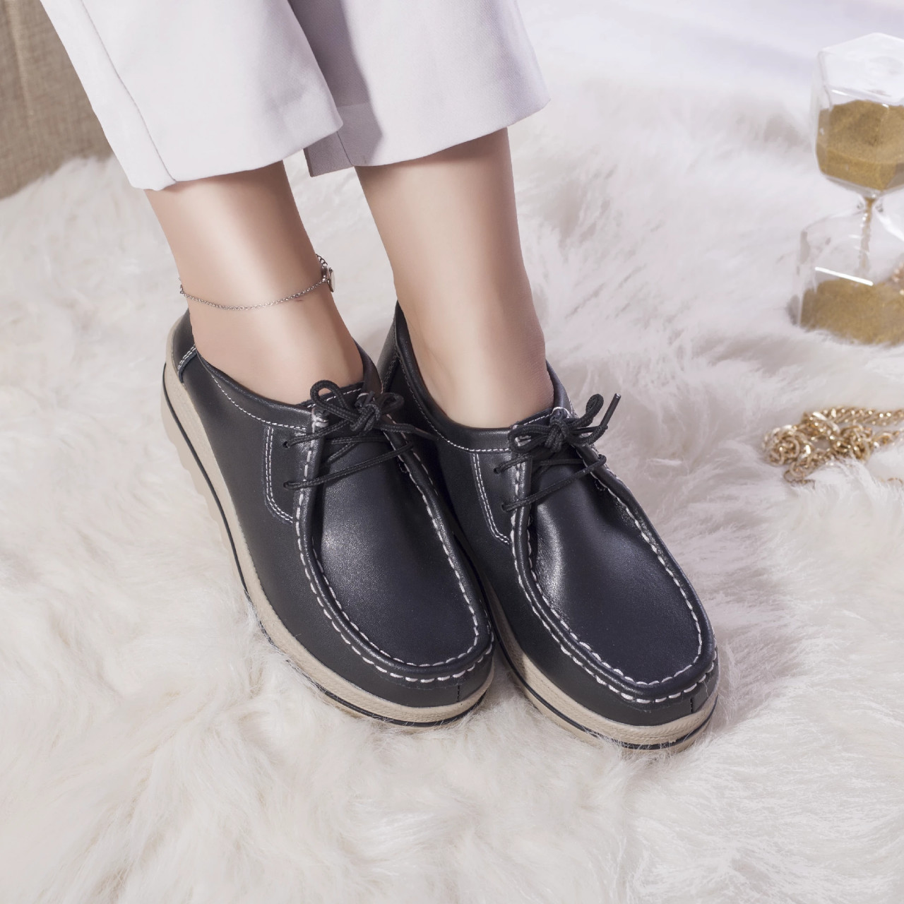 Pantofi casual xiulan piele naturala negri - poza 4