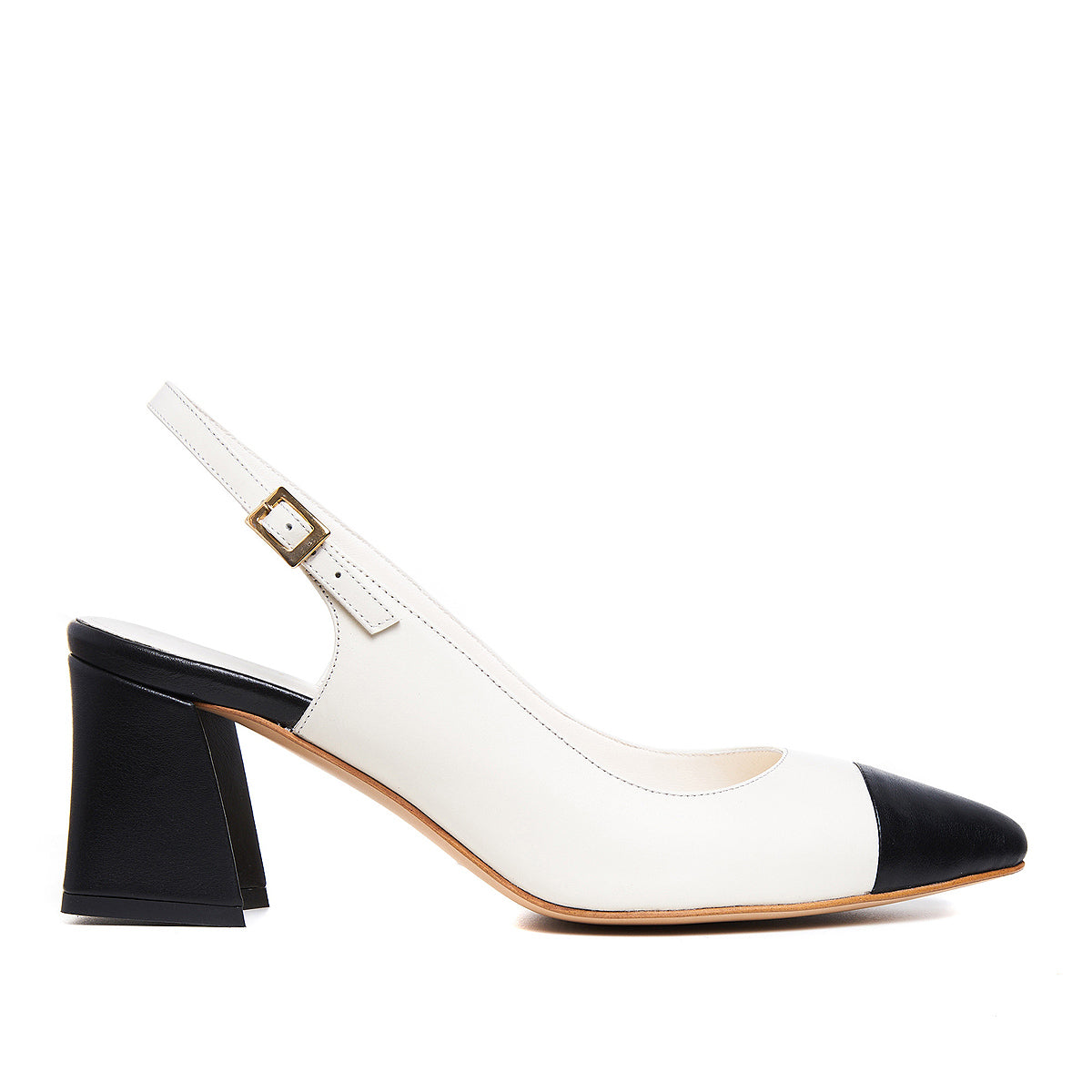 Pantofi Charlotte, Piele Naturala, Alb-Negru - 40 / 9.5 cm - subtire