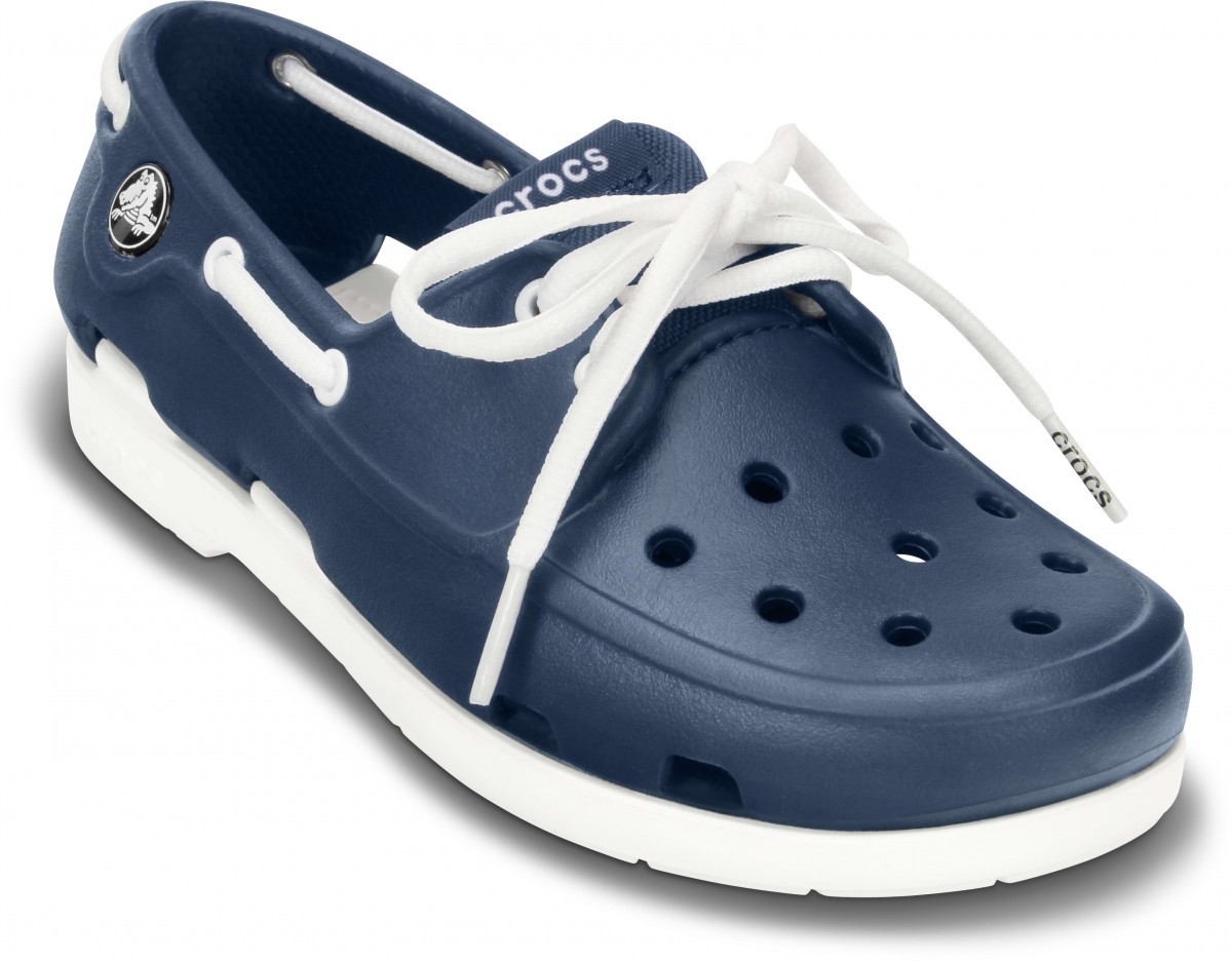 Pantofi Crocs Kids' Beach Line Lace Boat Shoe Albastru - Navy/White - poza 2