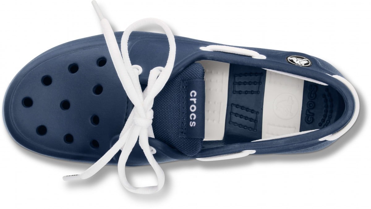 Pantofi Crocs Kids' Beach Line Lace Boat Shoe Albastru - Navy/White - poza 3