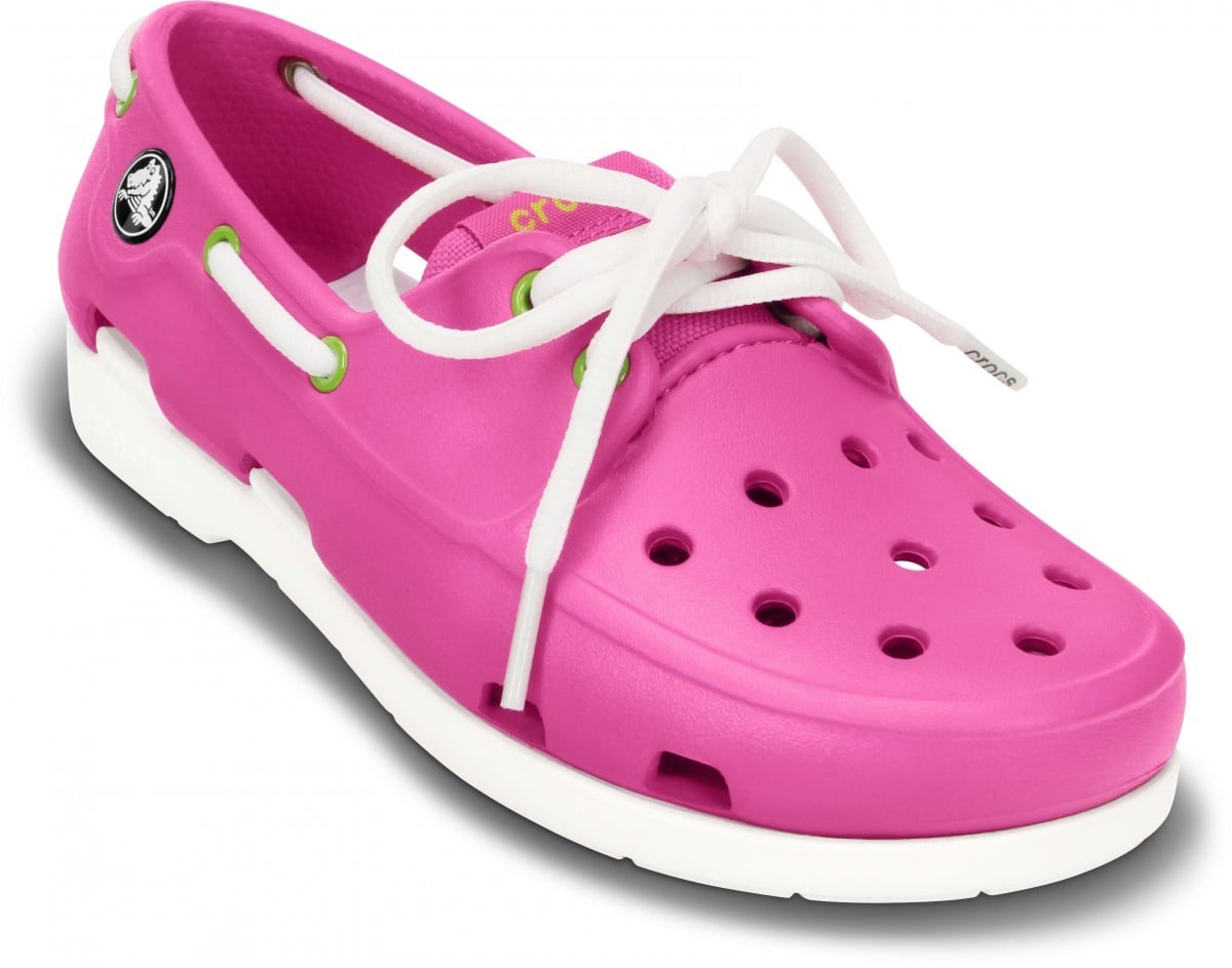 Pantofi Crocs Kids' Beach Line Lace Boat Shoe Roz - Fuchsia - poza 2